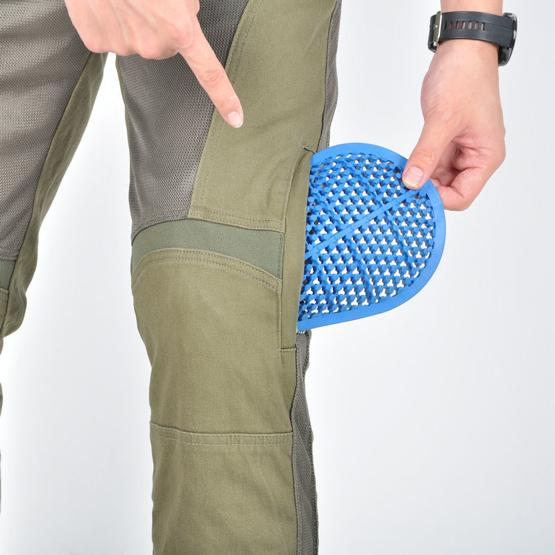 Jeans de motocicleta de mujer verde delgado de verano malla transpirable locomotora pantalones de rodilla ajustable