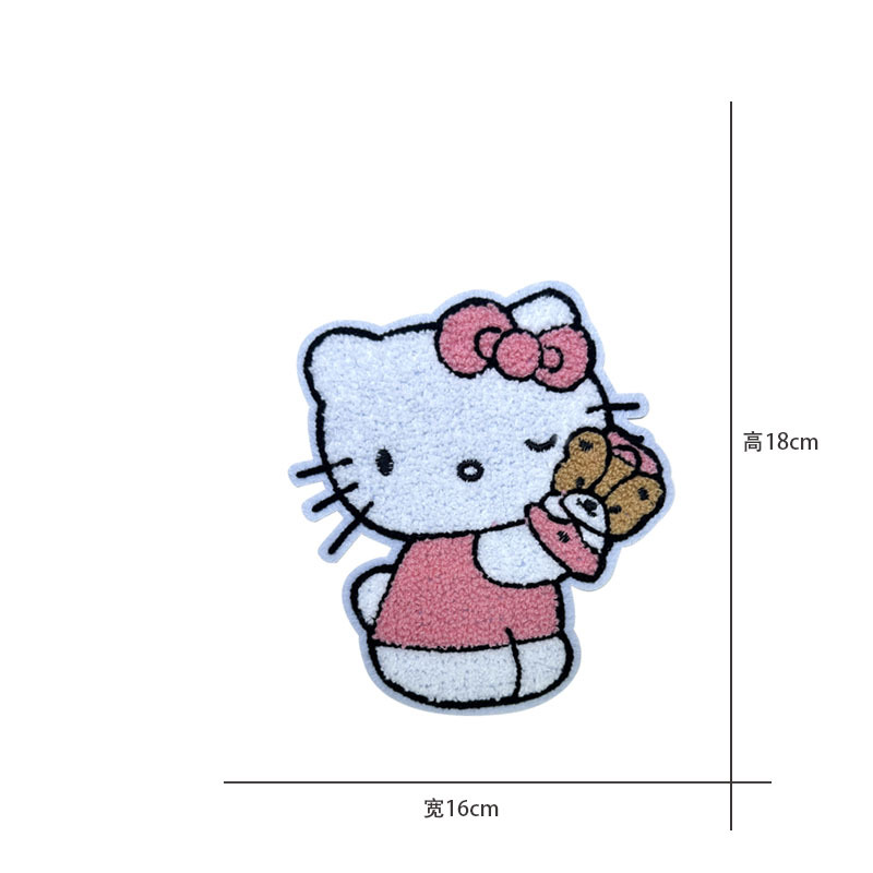 Cartoon al por mayor bordado por computadora kt pegatinas de tela de gato Sanliogou diy pegatinas de parche tejido cesta de ropa adorno accesorios pegatinas