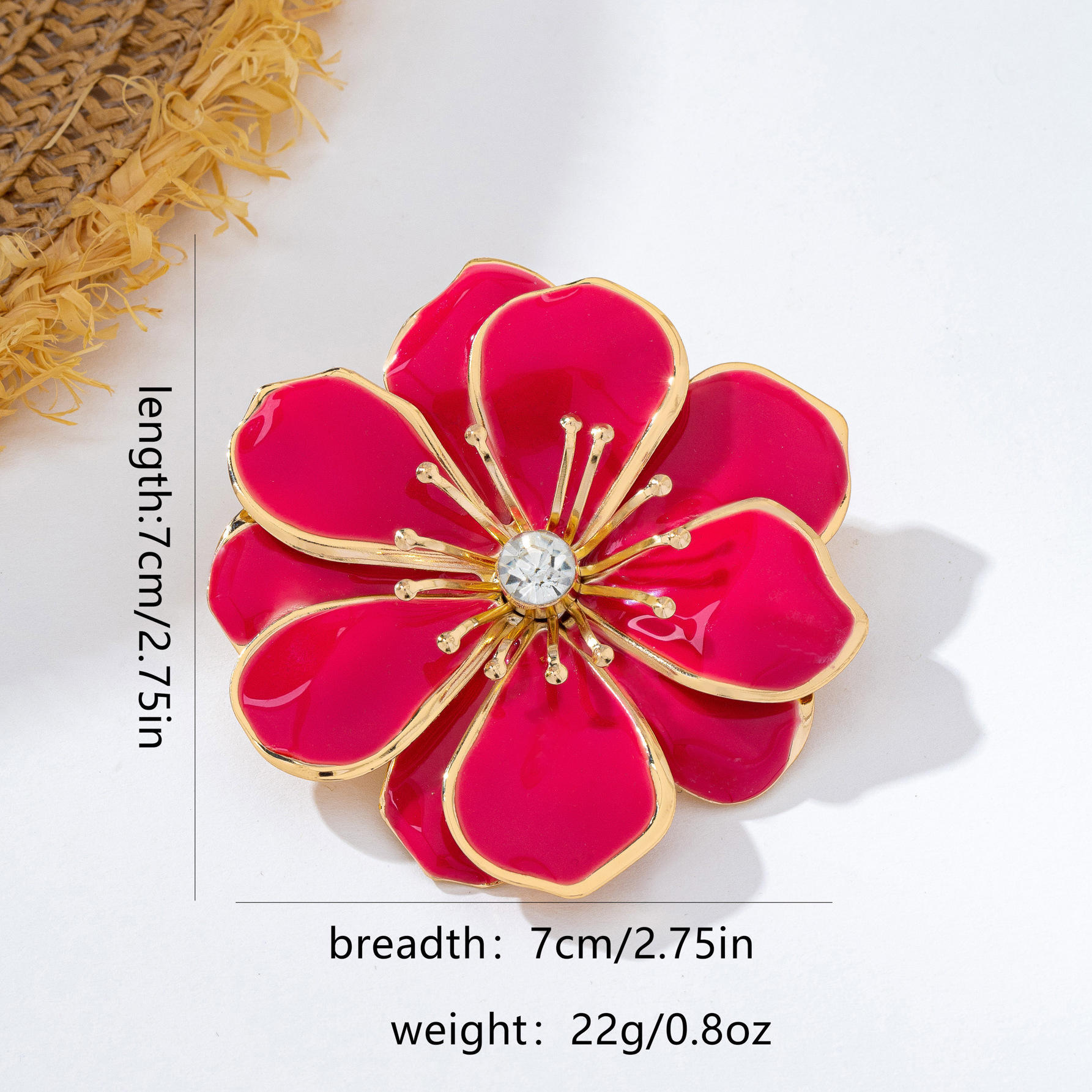 Cross-Border Enamel Flower Brooch with a High-End Feel, Diamond-Encrusted Camellia Pin, Elegant Accessory for Suits and Coats, Wholesale