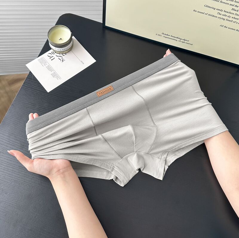 Simple Underwear Men's Underwear Four-Corner Breathable Comfortable Unique Leather Label Belt Boys Solid Color Shorts Sports Mid-Waist