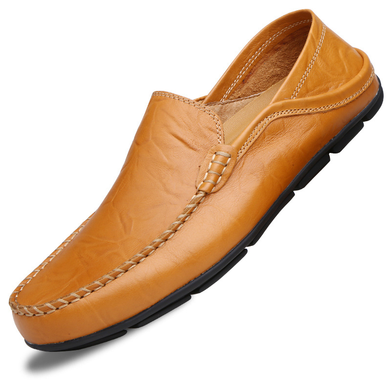 20138 zapatos de algodón, zapatos de cuero casuales para hombres, zapatos planos de conducción de otoño, zapatos de hombre de talla grande y perezosos británicos Doudou