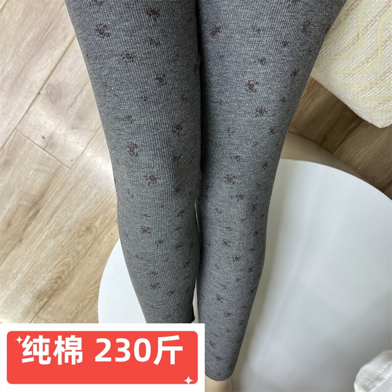 Spring Pure Cotton Women's Large Size Leggings, Small Floral High-Elastic Elastic Waist Autumn Pants, High-Waisted Pants for Inner Wear and Outer Wear Spring Pure Cotton Women's Large Size Leggings, Small Floral High-Elastic Elastic Waist Autumn Pants, High-Waisted Pants for Inner Wear and Outer Wear