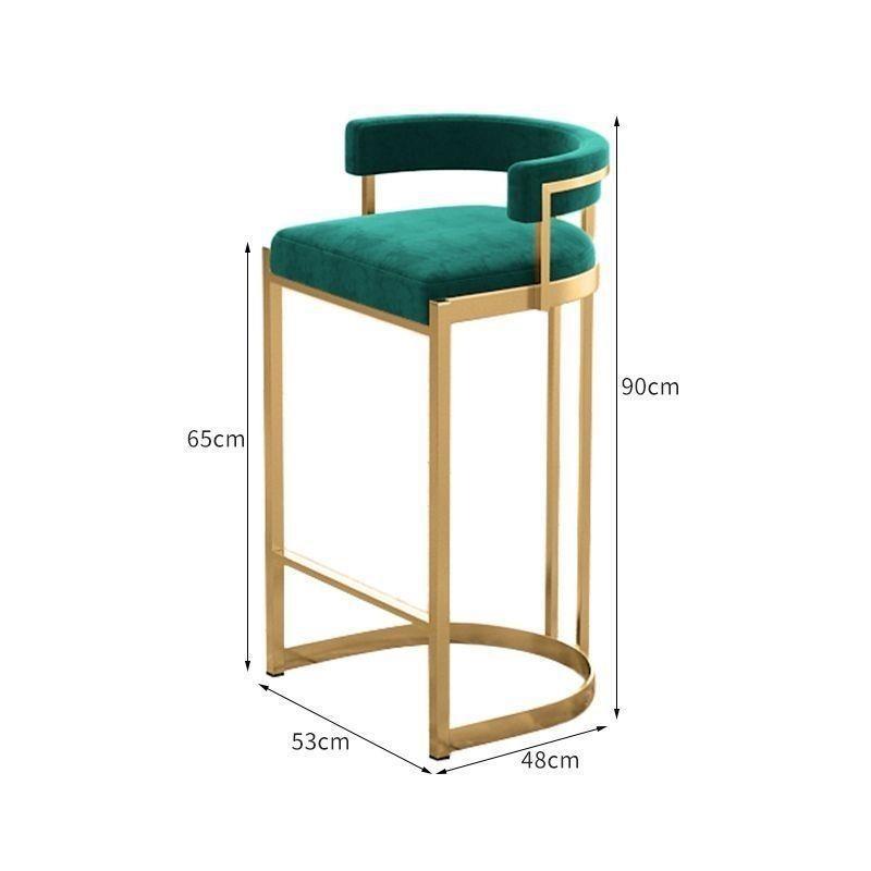 Silla de bar taburetes altos de hierro forjado respaldo casero tablero de aluminio escandinavo de lujo simple silla de bar silla alta image 13