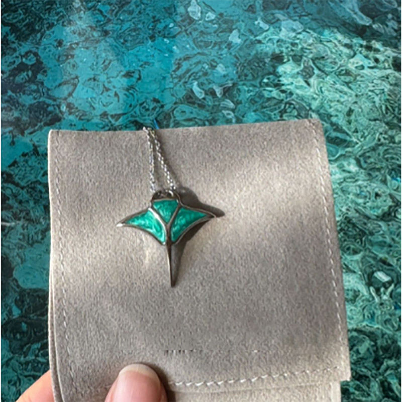 オリジナルニッチデザインスプリングブルーエナメルクラフトモルディブオーシャンブルーフィッシュネックレスハイエンド|undefined