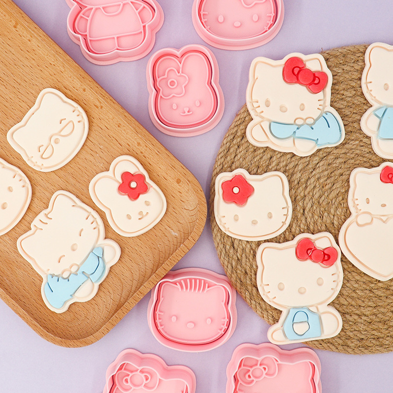 Hello Kitty系列饼干模具爱心3D卡通饼干模具DIY黏土动漫印花饼干|undefined