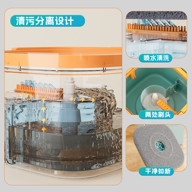 Nuevo conjunto de barril de trapador de doble uso sin lavado a mano rotativo para limpiar la suciedad y la separación de la pereza limpia artefacto mágico