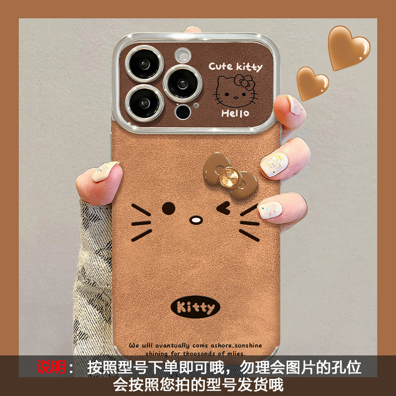 猫の蝶結びのストラップはアップルの13proの携帯のケースの12大きい窓の毛皮の11電気めっきの美ラードXを適用します。|undefined