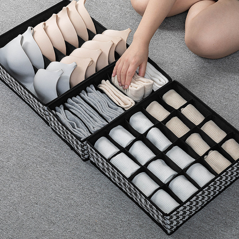 Caja de almacenamiento de ropa interior calcetines tipo cajón artefacto tres en uno tejido sujetador plegable ropa interior compartimento caja de almacenamiento