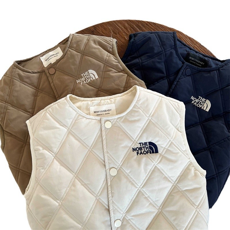 Limón salado siete niños otoño e invierno nuevos productos chaleco rombo japonés chaleco cálido chaqueta de chaleco acolchada para bebé estilo occidental