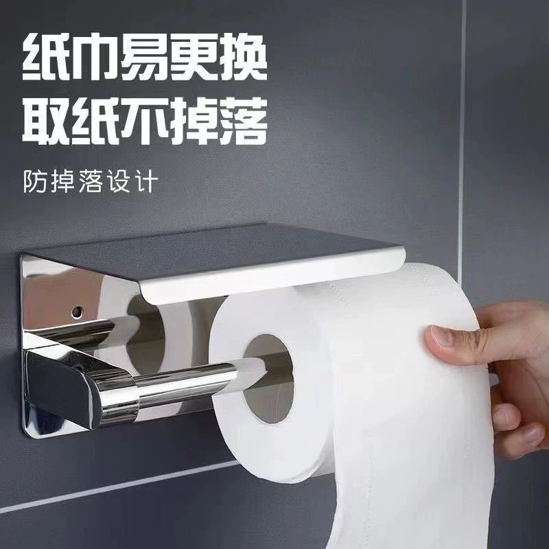 Настенный держатель для рулонов туалетной бумаги Водонепроницаемая стойка для хранения без перфорации для ванной комнаты Держатель рулона туалетной бумаги