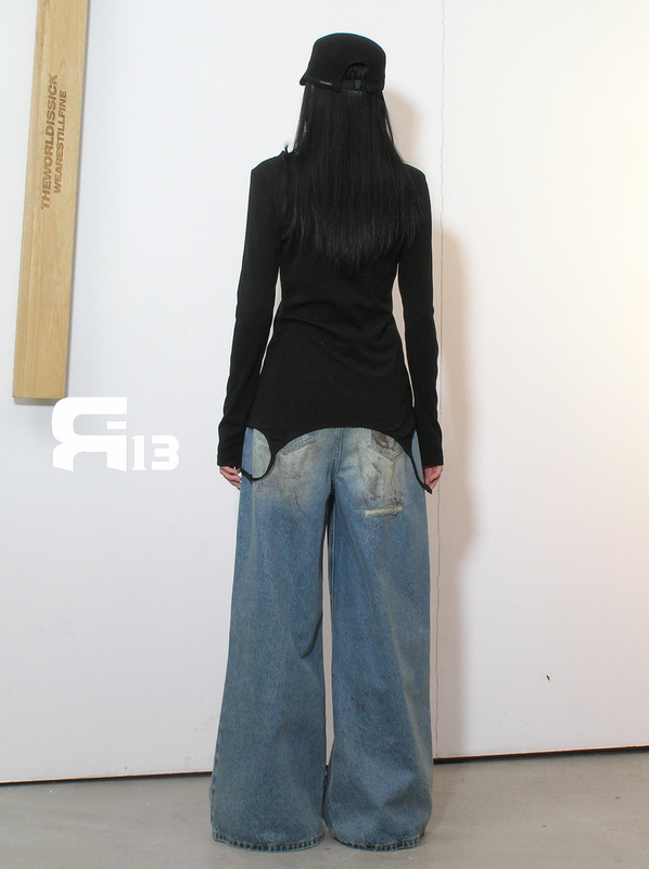 R13 Thirteen Lines 25 春夏アメリカンホットガールニッチデザインフリップサスペンダーレースボトム長袖Tシャツ8356|undefined