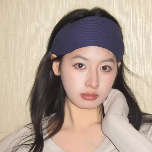 Yi Mengling's same gray knitted headband for women, fitness and sports style widened hairband headband, high-end headwear