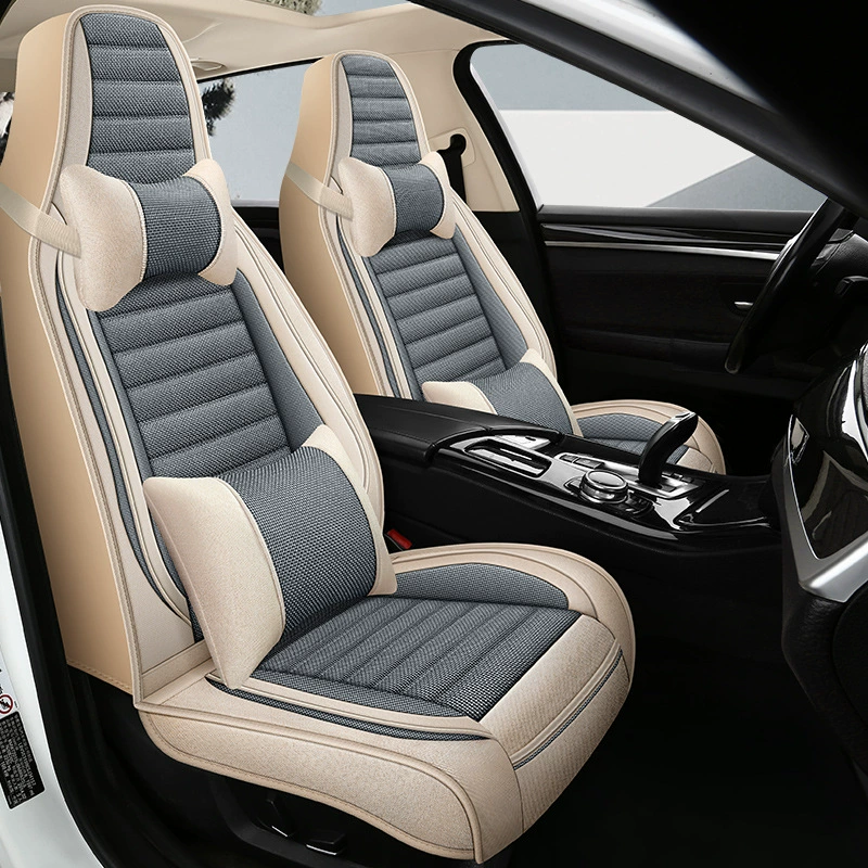 Накидка на переднее сиденье автомобиля, универсальная, всесезонная, спортивный чехол на сиденье, кожаный и хлопково-льняной чехол в стиле Chanel для электромобилей, для интерьера автомобиля.