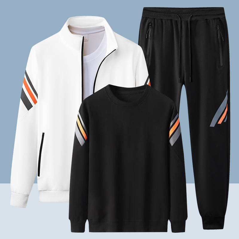 Otoño y invierno pareja de tres piezas juego de carreras deportivas casuales camisetas cardiganes chaqueta universal para hombres y mujeres