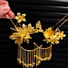 新中式婚礼发钗步摇时尚百搭头饰金色流苏龙凤褂秀禾服女喜庆饰品