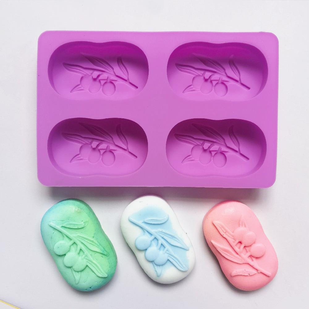 4-Pack Olive Tree Soap, Chocolate Silicone Mold, Cake Pudding Dessert Mold, Soap Baking Supplies