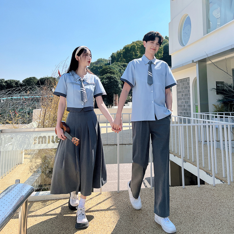 Junior High School Student Graduation Photo Class Uniform, College Style Summer Short-Sleeved Shirt, Jk Uniform, Graduation Photo, Chorus Performance School Uniform