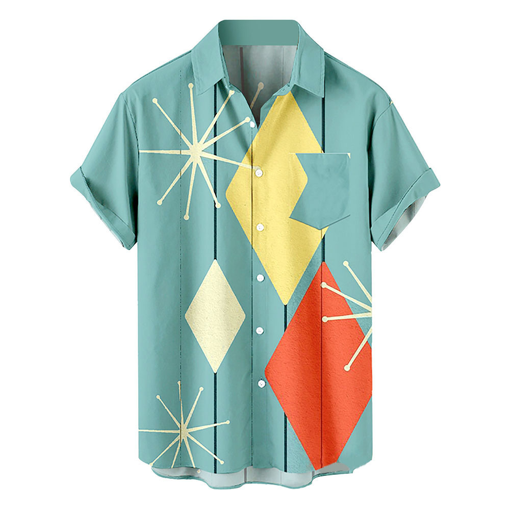 Summer New Large Hong Kong 3D Digital Printing Casual Short Sleeve Shirt Men's Wear_voghion.com