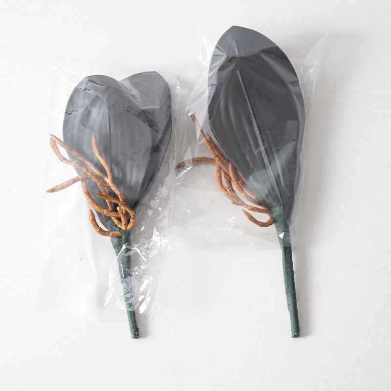 Simulación de hojas de orquídea de mariposa pu sensación de mano EVA goma suave de hoja de orquídea accesorios de arreglos de flores DIY imitación de plantas verdes al por mayor