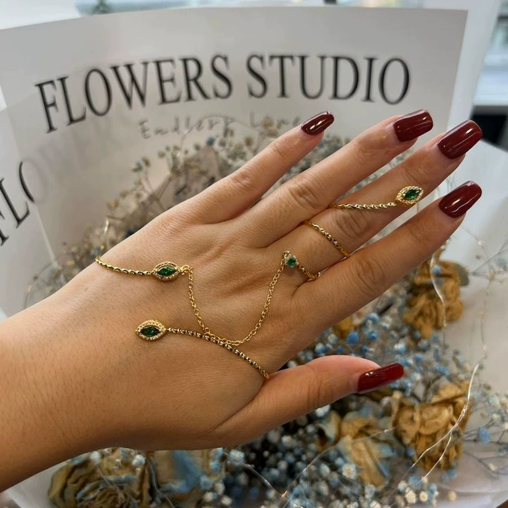 AliExpress продает оливковый зеленый браслет с пальцами женский европейский и американский тренд кольцо браслет регулируемый стразы рабский браслет