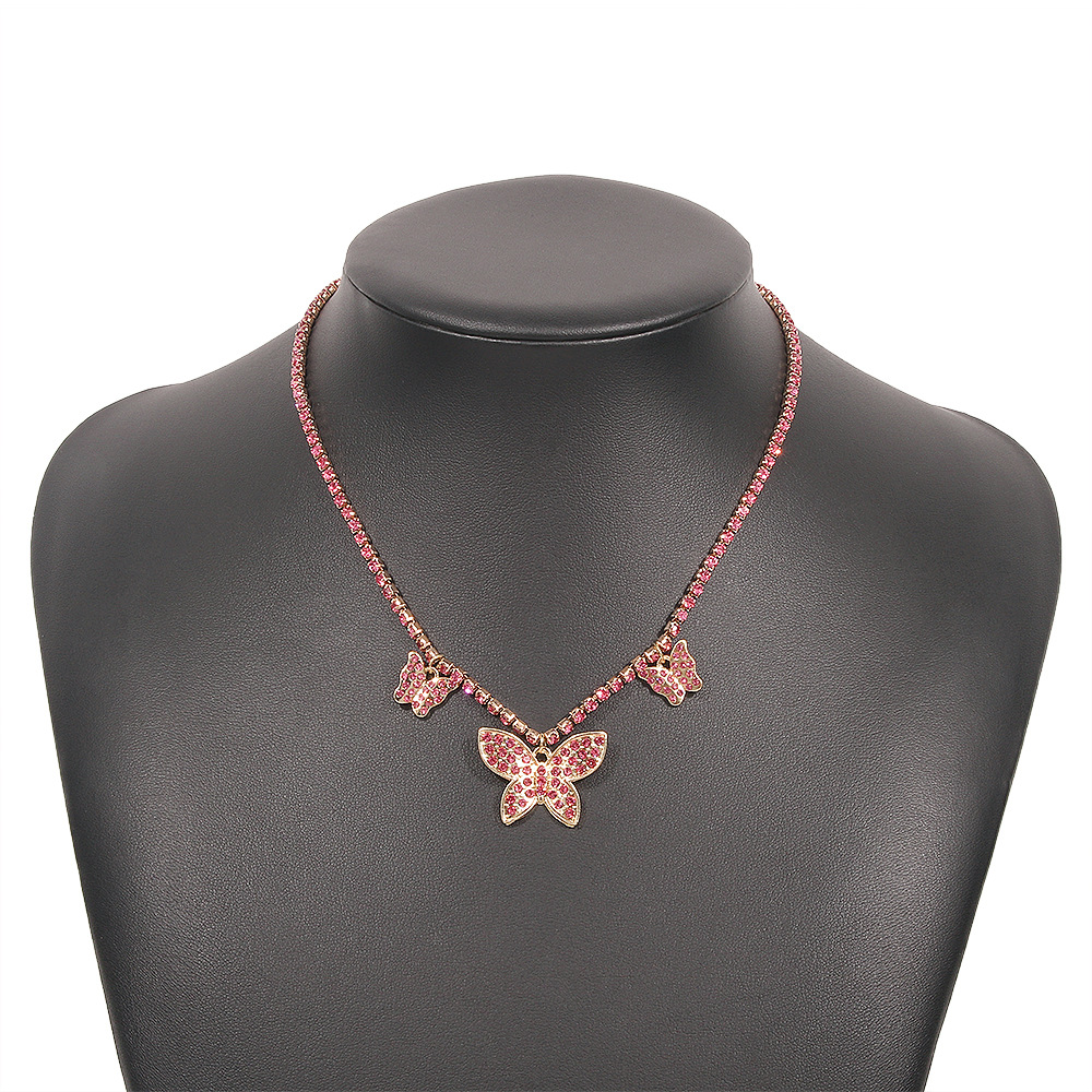 N9244 Personalized Hip Hop Diamond Butterfly Necklace Fashion Retro Artistic Necklace Europe and Ame