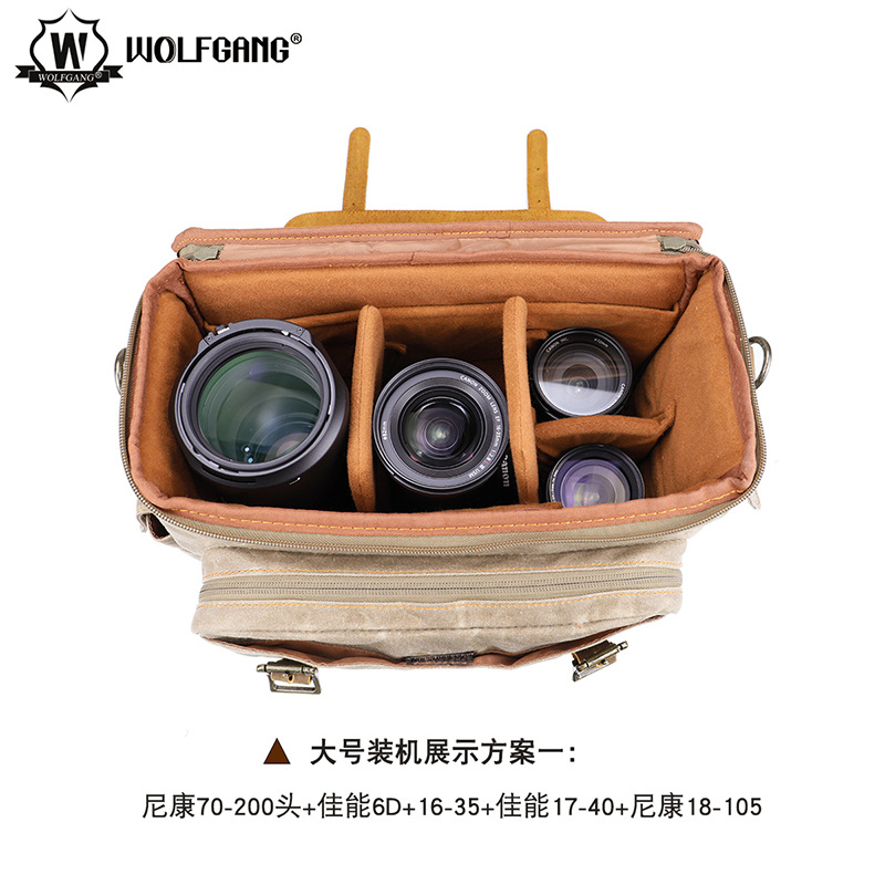 볼프강 사막 방황 시리즈 DF030 대형 어깨 가방 방수 COWHIDE 바틱 캔버스 가방