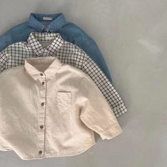 Korean style ins work shirt jacket cardigan single breasted chest pocket shirt lapel versatile casual outing children