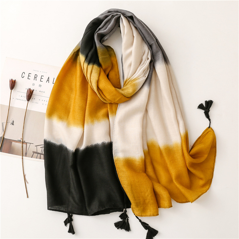 Frau Elegant Streifen Imitation Baumwolle Und Leinen Polyester Winter Schals display picture 1