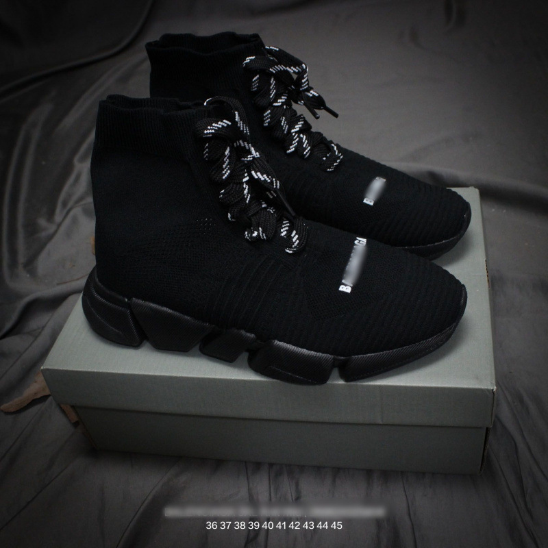 Cross-border high-quality Paris-style black casual and comfortable socks shoes, unisex athletic shoes, thick-soled couple shoes, trendy men's shoes