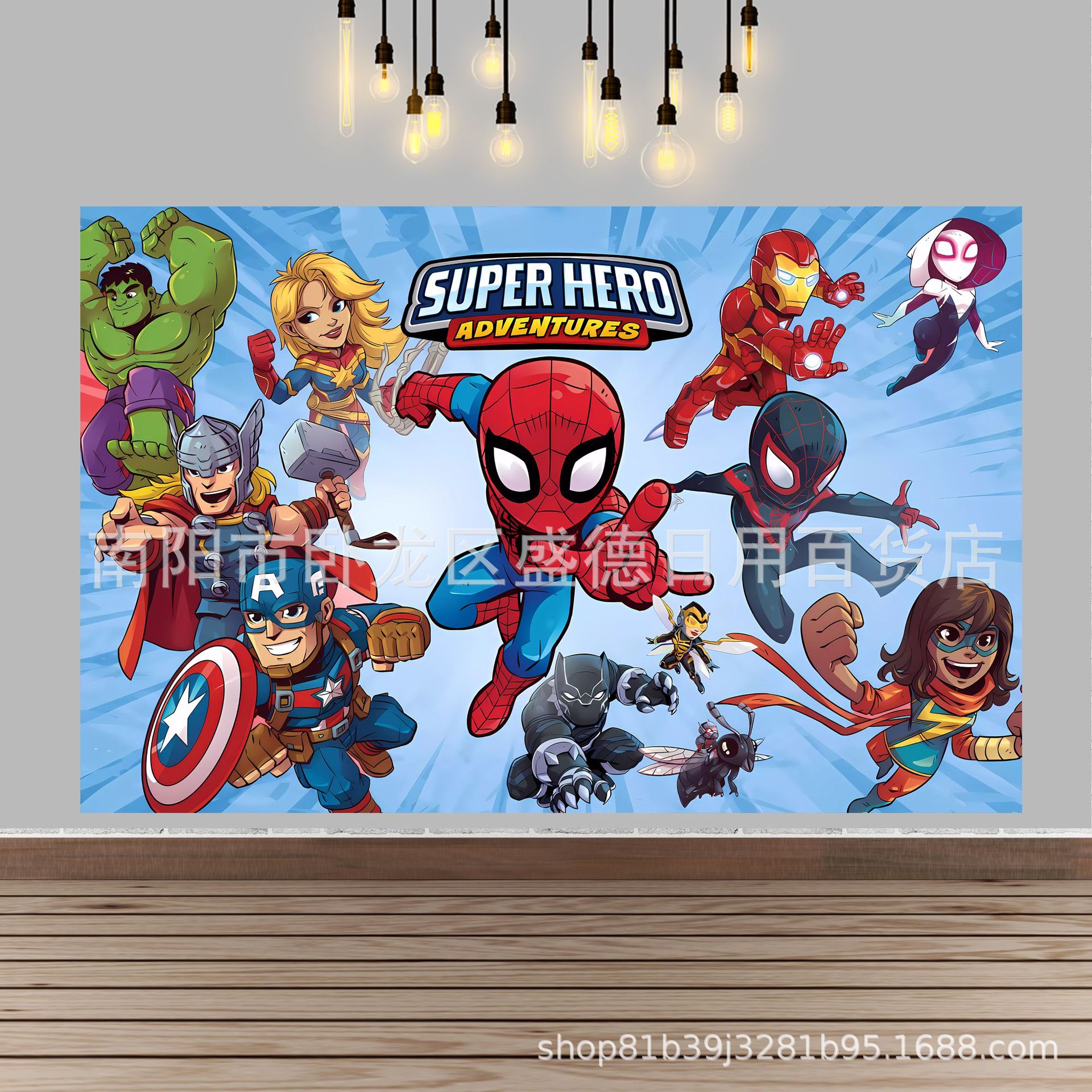 Caricatura Spider-Man Amigos tema tela de fondo de cumpleaños superhéroes niños banner Feliz cumpleaños al por mayor