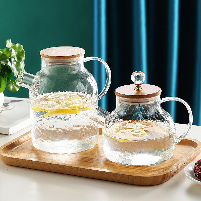 De vidrio hervidor de agua fría traje resistente al calor de alta temperatura de la tetera fruta de la flor tetera Taza refrigerador hogar agua hirviendo hervidor de agua fría