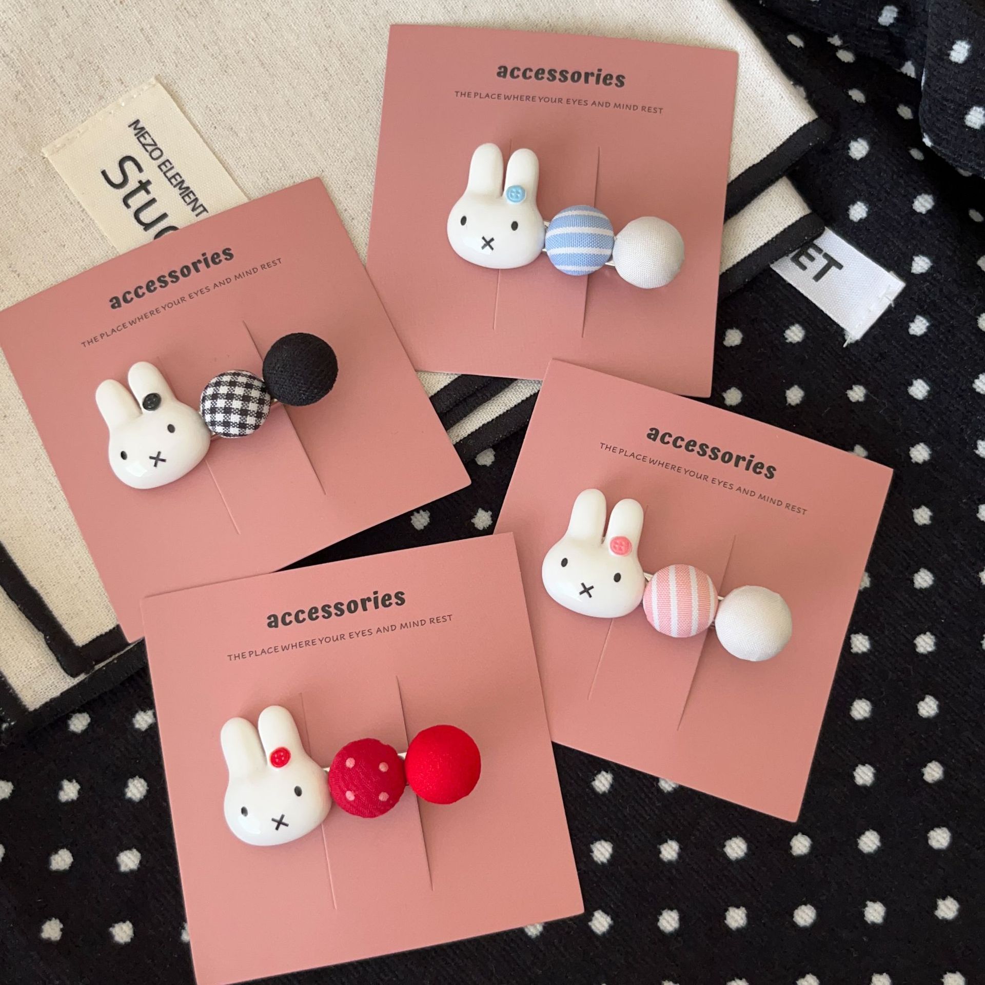 Cute Cartoon Miffy Rabbit Button Hairpin Duckbill Clip Sweet Girl Heartbroken Hair Bangs Clip Side Clip Hairpin Hair Accessories