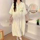 Summer with Chest Pad Pregnant Women's Nightgown Women's Cotton Mid-length Cardigan for the Month Dress Maternity Examination Dress Nursing Dress