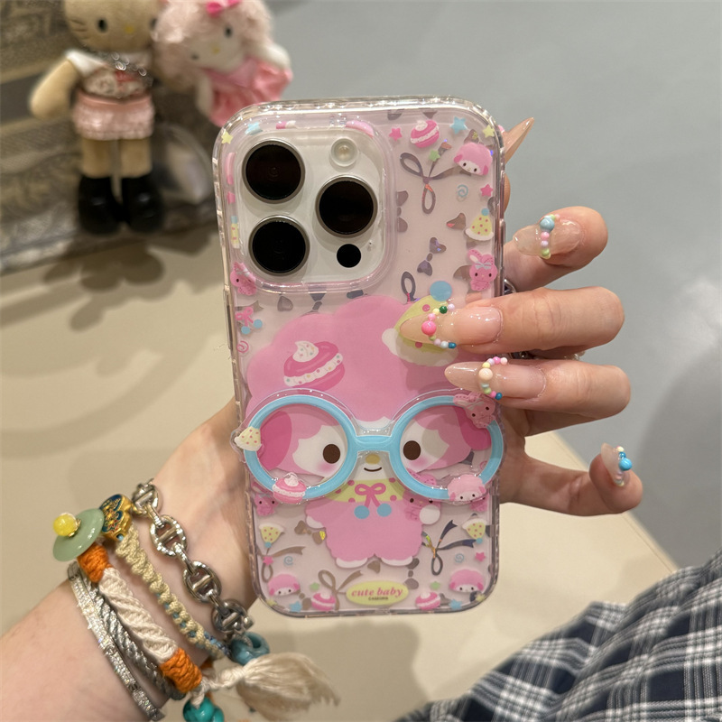 Gafas de lazo láser dulce y lindo Cordero para Apple 15Pro/16Pro Nueva 14/13 Chica 16PM