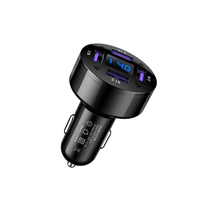 Digital Display Voltage Monitoring Multi-Port USB Car Charger Dual-Port Fast Charging Car Charger Car Safety Charging Adapter (Mobil şarj cihazları) - 4u-car-charger31a12v24v-bag-black