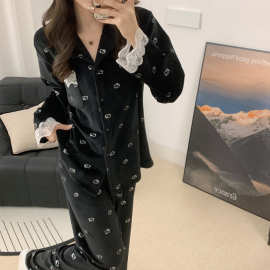 2025冬季新款kt猫烫银海岛绒女睡衣家居服