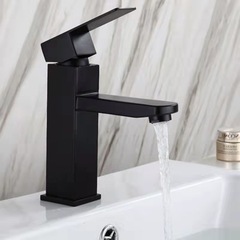 黒色洗面器蛇口ステンレス冷熱四方単孔洗面器洗面器トイレ蛇口卸売り