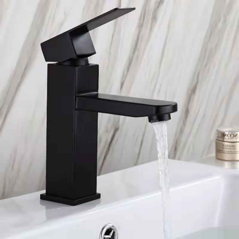 黒色洗面器蛇口ステンレス冷熱四方単孔洗面器洗面器トイレ蛇口卸売り|undefined