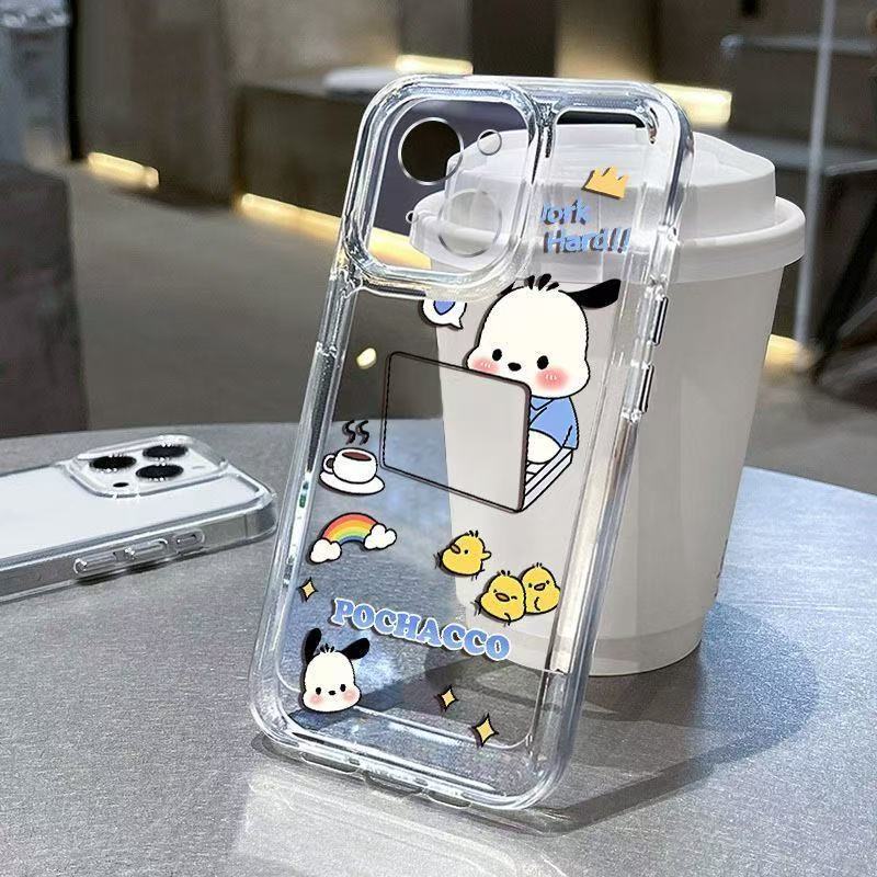 Pareja linda para iphone16promax funda para teléfono móvil transparente Apple 15 anti-caída 14pro dibujos animados 13/12