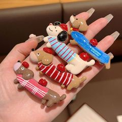 レトロかわいい森の漫画の子犬ダックスフントのヘアピン面白い細い犬のカモノハシクリップ学生前髪サイドクリップ