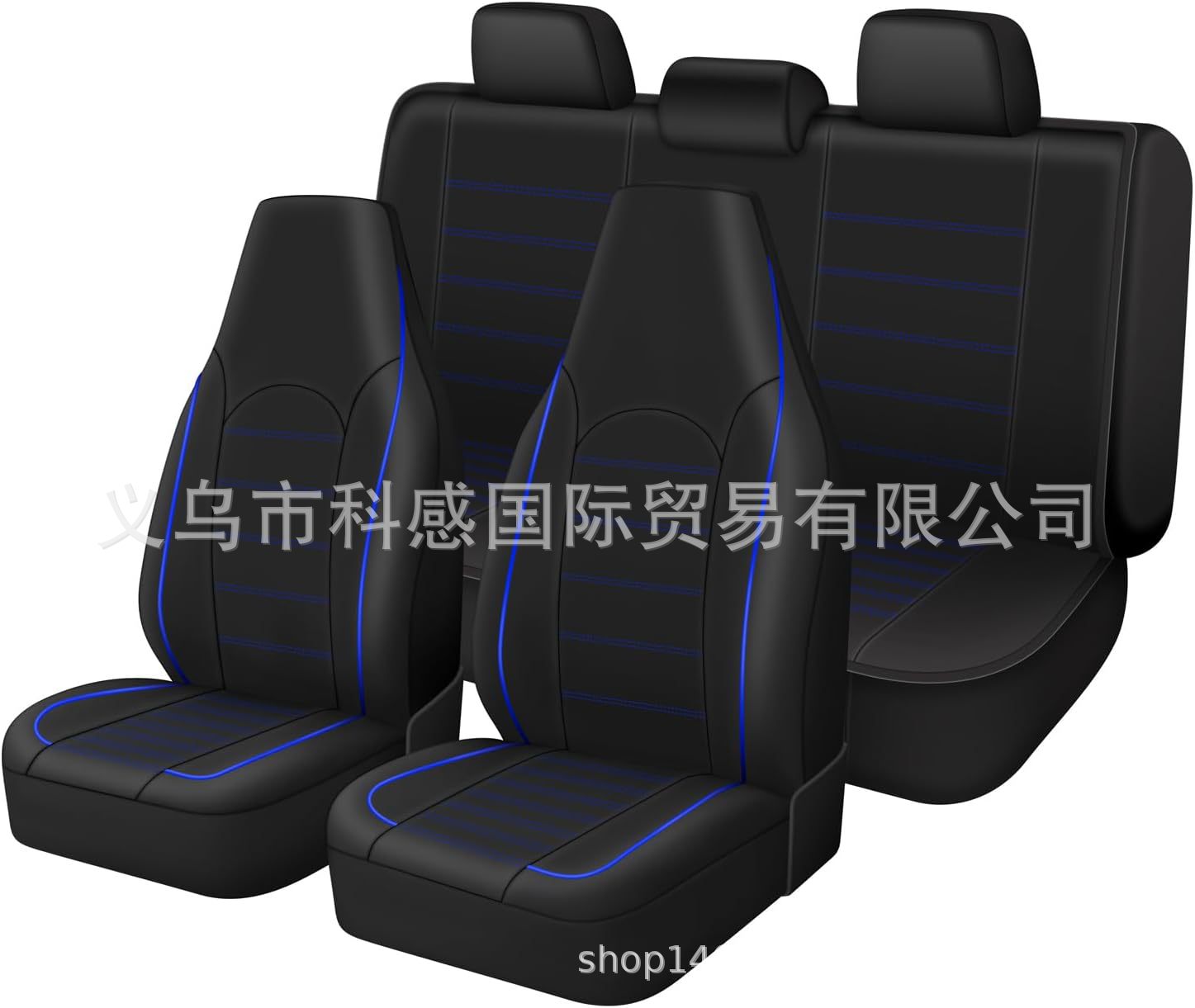 Cross-border best-selling PU leather double-stitch high-back pull-strap universal car seat cover for Amazon, Temu, and Mercado Libre