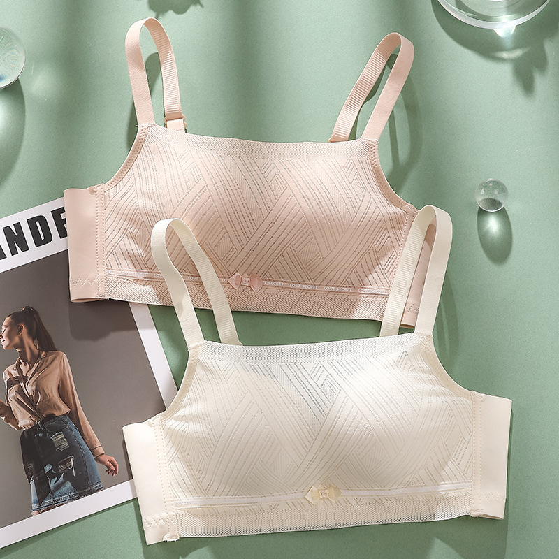 New Style Tube-top Anti-light Bra Plaid Fashionable Sexy Small Chest Push-up Breathable Cup Women's Underwear