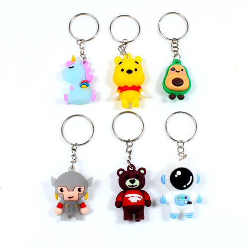 Cartoon small three-dimensional keychain advertising gifts student schoolbag pendant accessories kindergarten prize key pendant