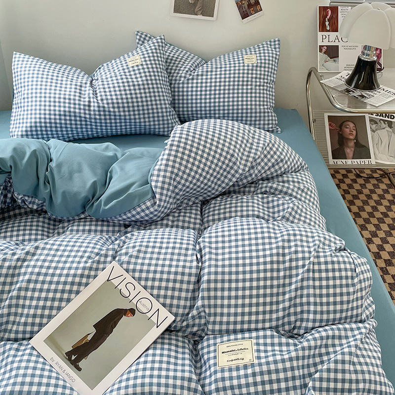 日本式水洗い綿純色四点セットシンプル無印風学生寮純綿三点セット純綿シーツ