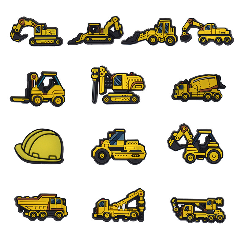 Cartoon Excavator Cross-Border DIY Jewelry Accessories Pvc Soft Glue Patch Small Mobile Phone Case Clothing Flat Accessories