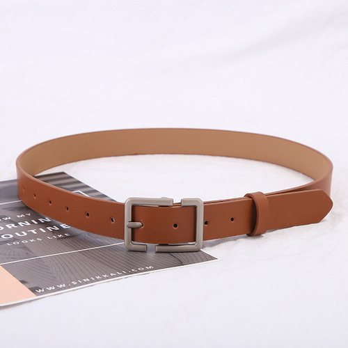 Women's Jeans Belt Fashion Pin Buckle Solid Color Imitation Leather Belt Korean Style Student Trendy Belt Summer and Autumn New Style