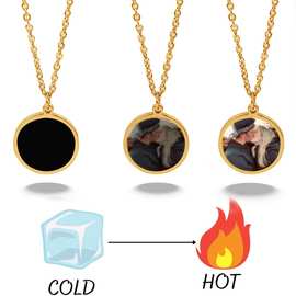 跨境欧美钛钢几何圆形个性风的热激活魔法项链与定制图片热卖爆款