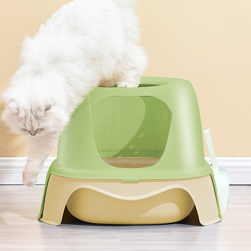 El pastel al por mayor directo de fábrica se puede utilizar para la caja de arena para gatos tipo cohete superior, desodorización de arena, inodoro para gatos grande extraíble y lavable