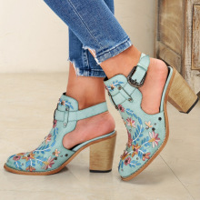O 82100 Ethnic Block Heel Peep Sandals �����ָ�������Ь