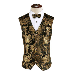 Amazon Cross-border Foreign Trade Four Seasons Large Size Men's Suit Vest Men's European and American Bronzing Casual Formal Vest Vest